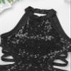 Jowowha Girls Sparkly Sequins Cutout Back Gymnastic Leotards Halter Neck One-Piece Ballet Dance Unitard Top Bodysuit Jumpsuit Black 10 Years view 3