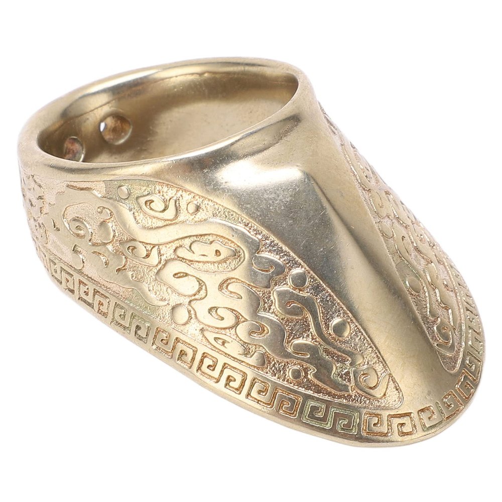 Archery Thumb Protector, Durable Brass Finger Guard with Secure Fixing Rope Archery Thumb Ring for Beginners and Professional Archers(Model 23)