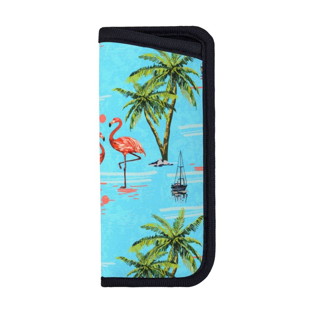 Giinly Flamingo Beach Palm Glasses Case Eyeglass Sunglass Case Soft Pouch Slim Portable Eyeglasses Sleeve