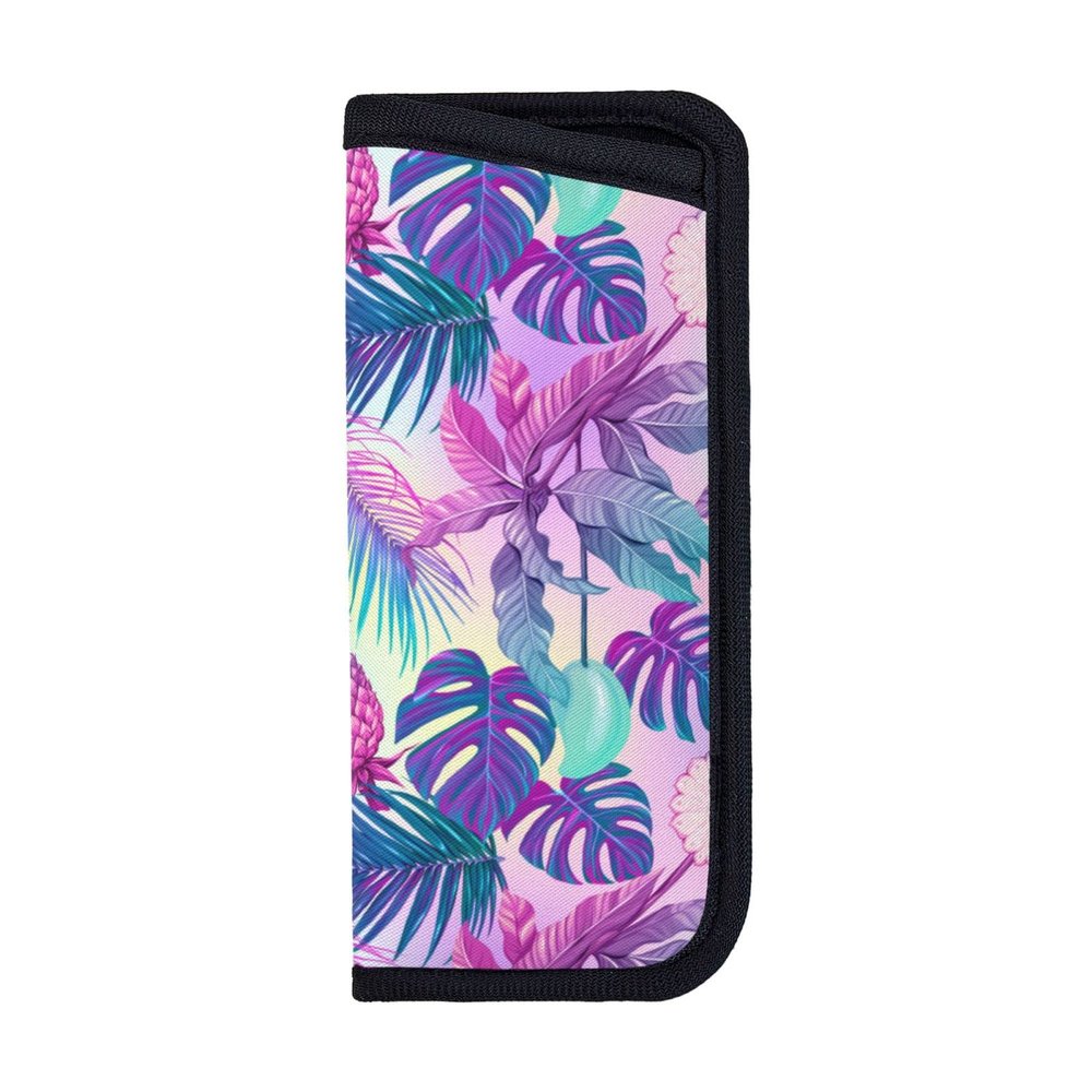 Giinly Tropical Leaves Neon Glasses Case Eyeglass Sunglass Case Soft Pouch Slim Portable Eyeglasses Sleeve