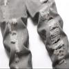 Maiyifu-GJ Men's Straight Leg Ripped Jeans Distressed Slim Fit Hip Hop Denim Jeans Casual Biker Jean Trousers with Hole (Grey,32) view 4
