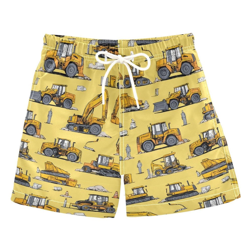 Boccsty Construction Truck Tractor Boys Swim Trunks Summer Toddler Beach Board Shorts Kids Swimsuit Swimwear 3T
