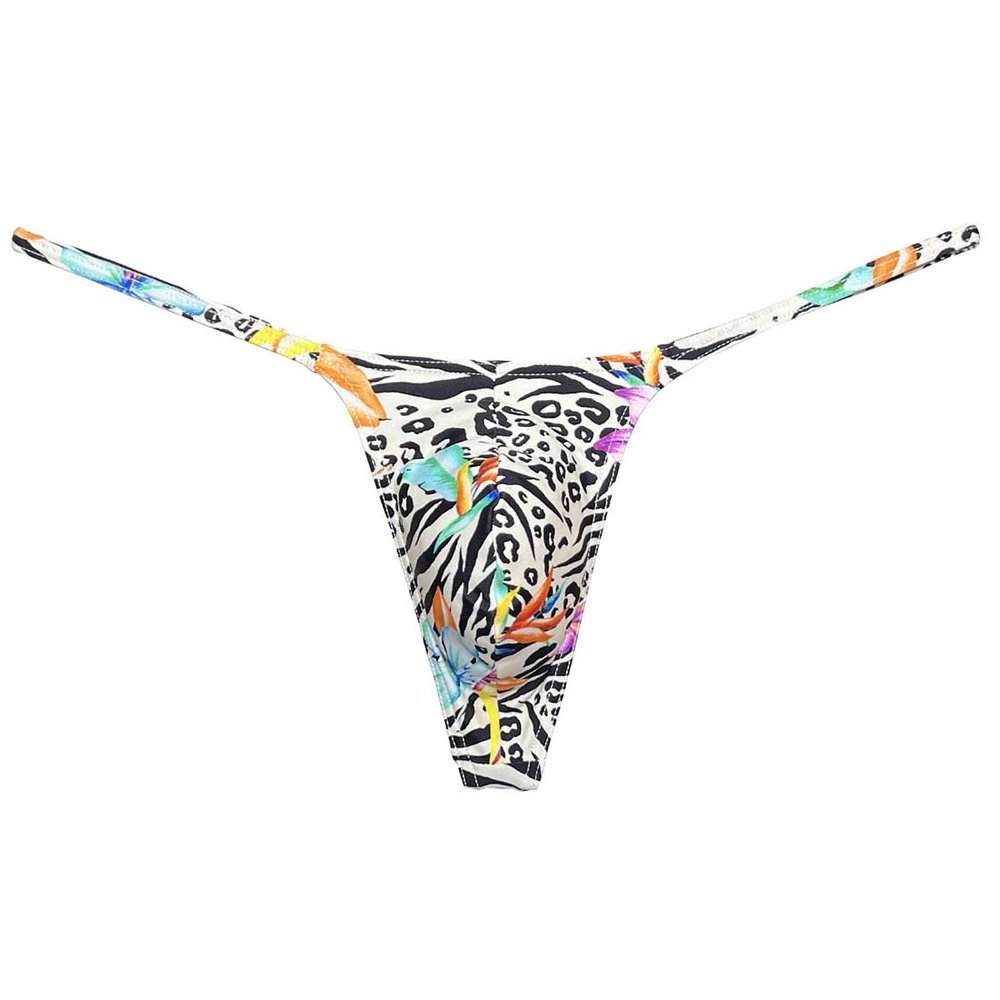 Botmois Men's G-Strings Bikini Underwear Slim Pouch Swim Thong Minimal Coverage Posing Tangas White Spot M