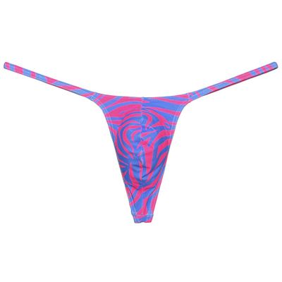 Botmois Men's G-Strings Bikini Underwear Slim Pouch Swim Thong Minimal Coverage Posing Tangas Pink Zebra XL