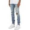 Men's Destroyed Hip Hop Jeans Vintage Distressed Ripped Denim Pencil Pants Skinny Slim Fit Stretch Ripped Jean (Light Blue,38) view 3