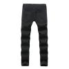 Men's Ripped Distressed Destroyed Jeans Stretch Vintage Hip Hop Jean with Holes Straight Leg Slim Fit Denim Pants (Black,28) view 2