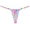 Botmois Men's G-Strings Bikini Underwear Slim Pouch Swim Thong Minimal Coverage Posing Tangas Yellow Rainbow Stripe M view 3