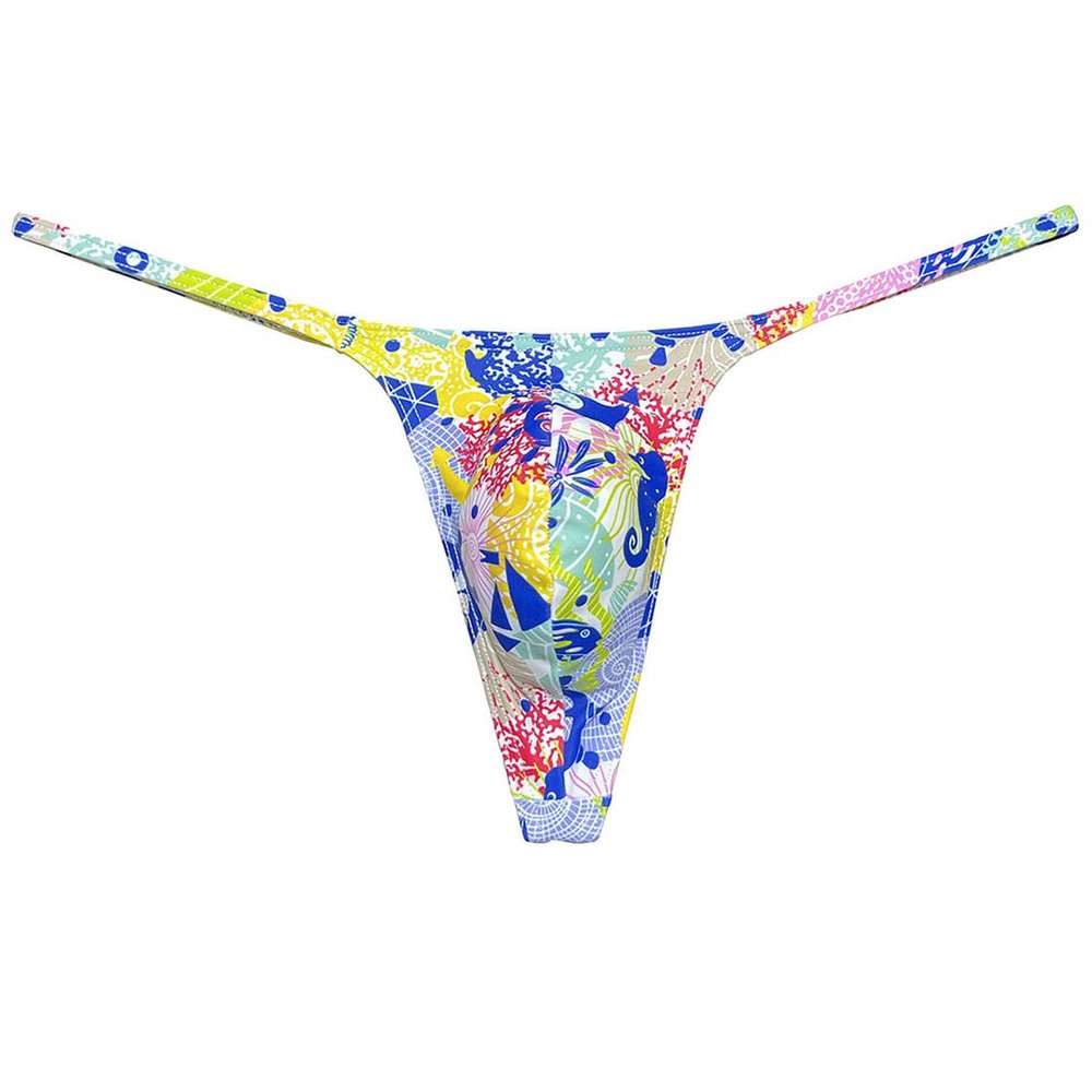 Botmois Men's G-Strings Bikini Underwear Slim Pouch Swim Thong Minimal Coverage Posing Tangas Coral L