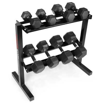 WF Athletic Supply Rubber Encased Hex Dumbbells with Rubber Grip Contoured Handle for Muscle Toning, Strength Building & Full Body Workout