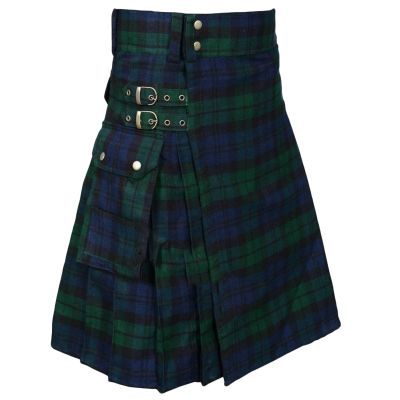 Black Classic Vintage Kilt Men's Traditional Scottish Pleated Skirts Gothic Cargo Kendo Uniform Outdoor Tactical Kilt