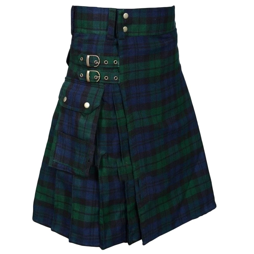 Black Classic Vintage Kilt Men's Traditional Scottish Pleated Skirts Gothic Cargo Kendo Uniform Outdoor Tactical Kilt