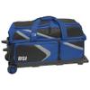 BSI Dash Triple Roller Bowling Bag with Smooth Rolling Wheels, Padded Ball Compartment, Retractable Locking Handle, & Shoe Pocket, Black/Blue/Gray view 1