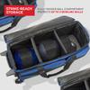 BSI Dash Triple Roller Bowling Bag with Smooth Rolling Wheels, Padded Ball Compartment, Retractable Locking Handle, & Shoe Pocket, Black/Red/Gray view 2