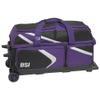 BSI Dash Triple Roller Bowling Bag with Smooth Rolling Wheels, Padded Ball Compartment, Retractable Locking Handle, & Shoe Pocket, Black/Purple/White view 1