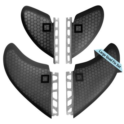 Surf Squared Large Surfboard Fins Set (4 Fins), Honeycomb Fiberglass Performance Fins, Fits Futures Single Tab Boards, Ride as Twin, Thruster or Quad Durable, Lightweight & Versatile