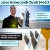 Surf Squared Large Surfboard Fins Set (4 Fins), Honeycomb Fiberglass Performance Fins, Fits Futures Single Tab Boards, Ride as Twin, Thruster or Quad  Durable, Lightweight & Versatile view 2