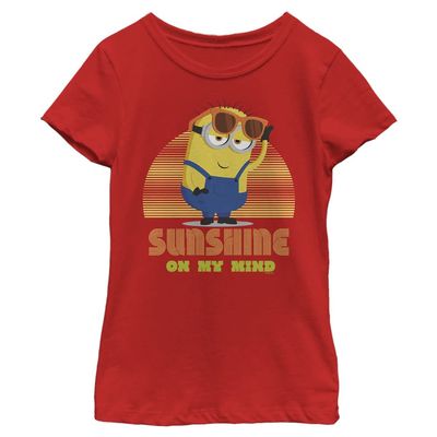 Fifth Sun Rise of Gru Sunshine Minion Girls Short Sleeve Tee Shirt, Red, X-Large