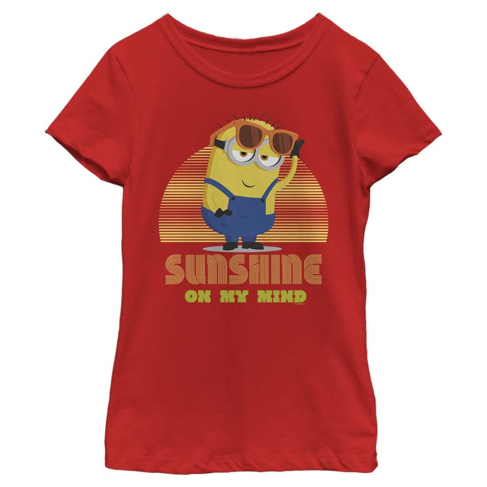 Fifth Sun Rise of Gru Sunshine Minion Girls Short Sleeve Tee Shirt, Red, X-Large
