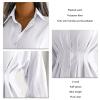 Estink Women's V Neck Mini Shirt Dress Tunic Casual Long Sleeve Buttons Ruched Knee Length Casual Dress(m-White) view 4