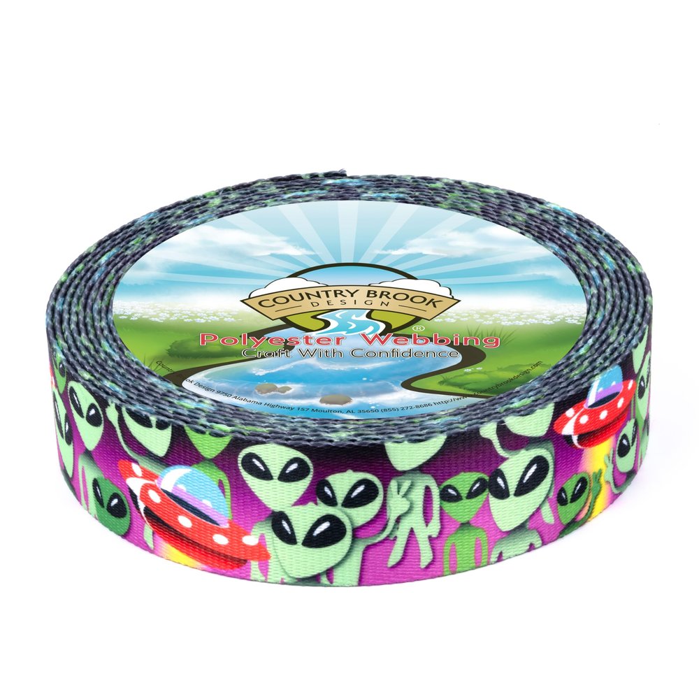Country Brook Design - Space Aliens Polyester Webbing (1 1/2 Inch, 10 Yards)