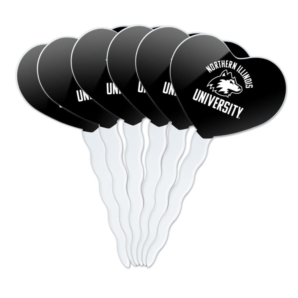 GRAPHICS & MORE Northern Illinois University Huskies Heart Love Cupcake Picks Toppers Decoration Set of 6