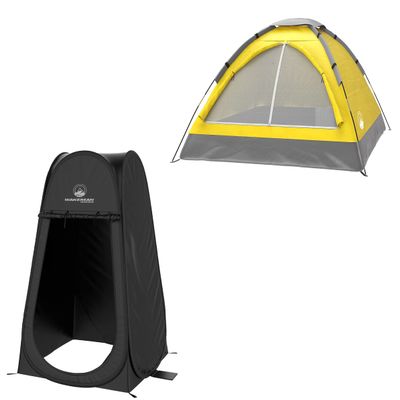2-Person Tent with Removable Rain Fly and Carry Bag - Includes Pop-Up Privacy Tent, Dressing Room, or Portable Shower - Camping Gear by Wakeman
