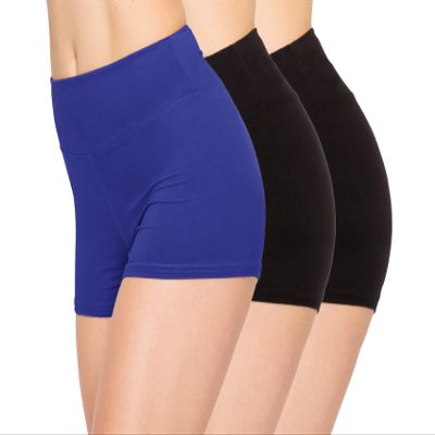 ALWAYS Women Boyshort Underwear Panties - Soft Stretch Boxer Brief Yoga Shorts 3 Pack Black Royal Blue Medium