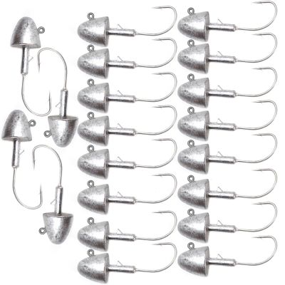 Qty 20 Fish WOW! 1oz Shad Jighead Plain Bullet Jig Heads - Unpainted