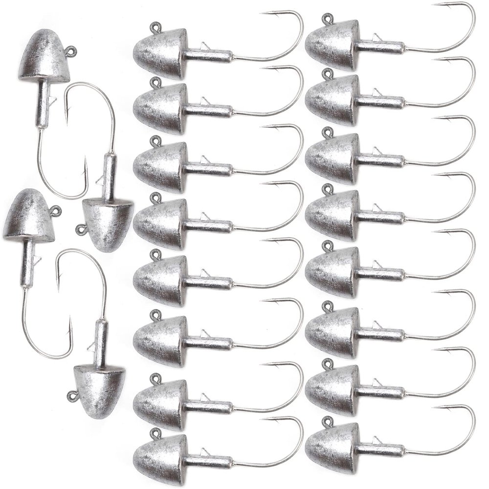 Qty 20 Fish WOW! 1oz Shad Jighead Plain Bullet Jig Heads - Unpainted