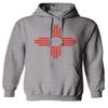 0495. Vintage Retro New Mexico Zia Sun Symbol State Flag Sweatshirt Pullover Hoodie (Light Gray, Small) view 1
