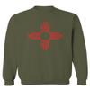 0495. Vintage Retro New Mexico Zia Sun Symbol State Flag Men's Crewneck Sweatshirt (Olive, Small) view 1