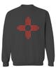 0495. Vintage Retro New Mexico Zia Sun Symbol State Flag Men's Crewneck Sweatshirt (Characol Medium) Charcoal view 1