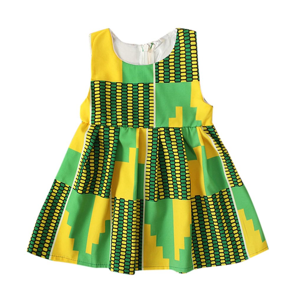 5 Month Old Baby Girl Dress Girls African Dashiki Baby Style Sleeveless Dress 6M-3Y Kids Toddler 5de (Green, 2-3 Years)