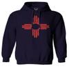 0495. Vintage Retro New Mexico Zia Sun Symbol State Flag Sweatshirt Pullover Hoodie (Navy, Small) view 1