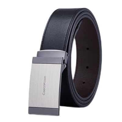 2022 New Men's belt smooth buckle leather double-sided belt men's pure cowhide business casual pants belt tide Mal Waistband