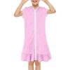 Baby Girls Birthday Little Girls Swim Cover Up Kids Swimsuit Coverup Zip Up Beach Bathing Suit Roses (Pink, 3-4 Years) view 3