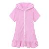 Baby Girls Birthday Little Girls Swim Cover Up Kids Swimsuit Coverup Zip Up Beach Bathing Suit Roses (Pink, 8-9 Years) view 1