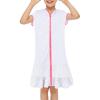 Baby Girls Birthday Little Girls Swim Cover Up Kids Swimsuit Coverup Zip Up Beach Bathing Suit Roses (White, 4-5 Years) view 3
