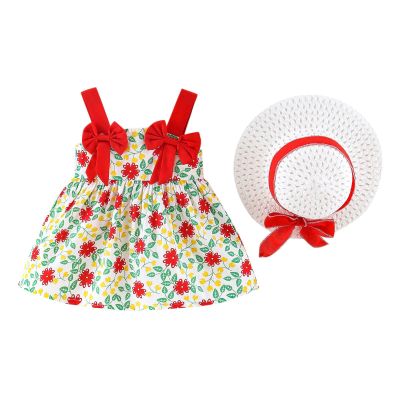 24 Month Dress Baby 6M-3Y Floral Infant Printed Princess Dress Bowknot Set Kids Holiday Sweater Girls (Red, 6-12 Months)