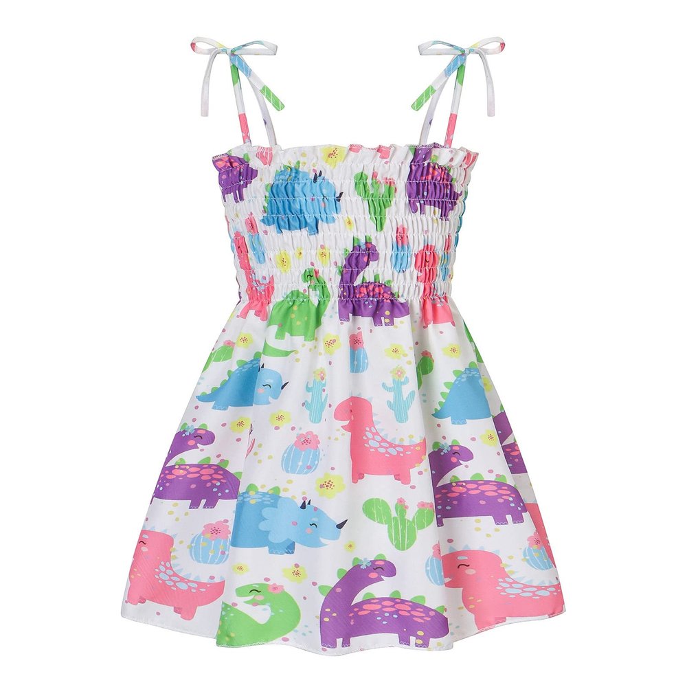 Girls Easter Outfit Size 7/8 Strap Girls Kids Sleeveless Beach Baby Casual Clothes Size 5 Girls (White, 5-6 Years)