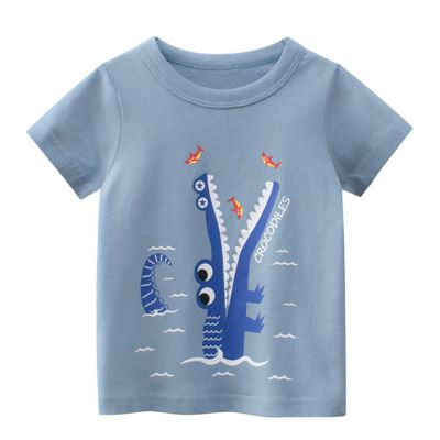 Small Shirt Toddler Kids Baby Boys Girls Cartoon Short Sleeve Crewneck T Shirts Tops Tee Clothes (Light Blue, 1-2 Years)