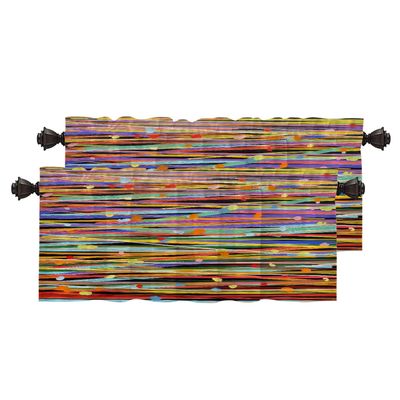 BaoNews Orange Abstract Paint Spot Kitchen Valances for Windows,Art Stripe Pattern Blackout Valances Curtains Multilayer Polyester Drapes for Kitchen Bedroom 2 Pack 52X18 Inches