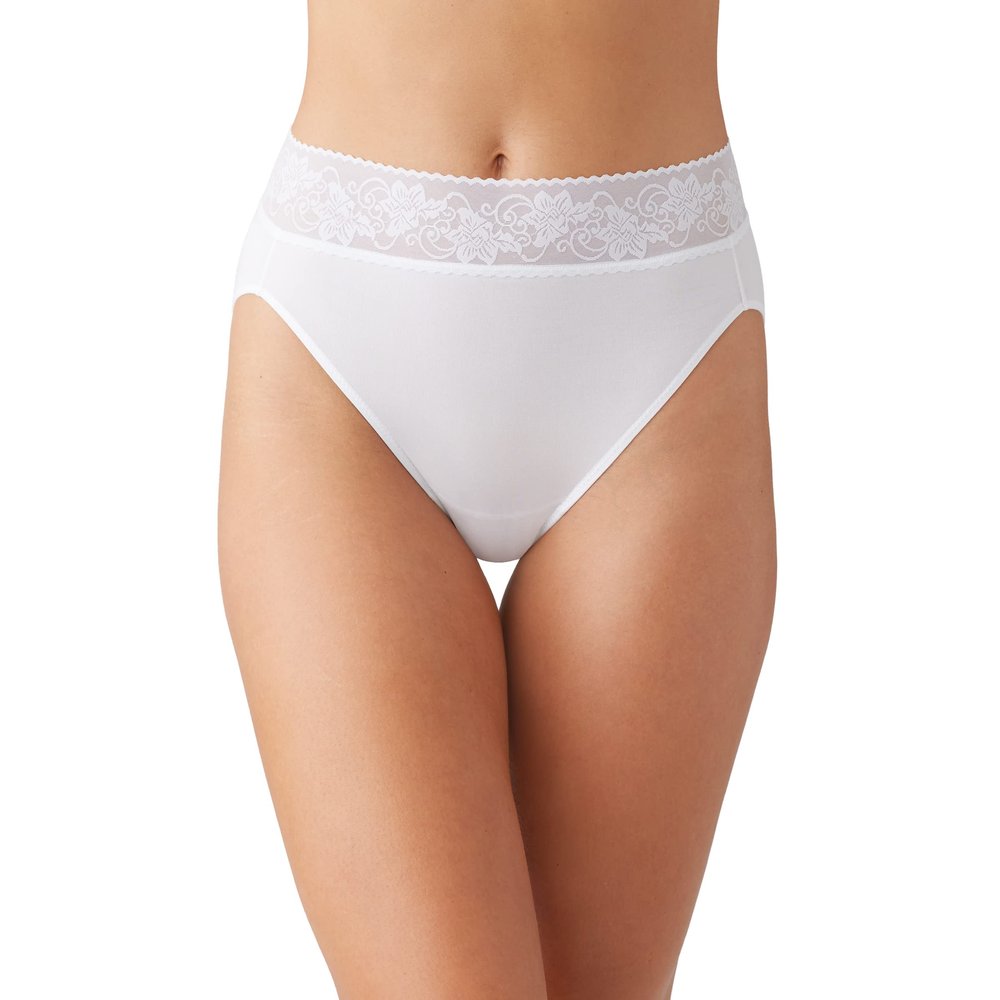 Wacoal Women's Comfort Touch Hi Cut Brief Panty, White, X-Large