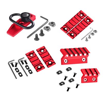 GOTICAL-Combo of 4-45 Degree Offset Mount, 5 Slot, 7 Slot Rail with Quick Detach QD S l i n g S w i v e l Mount Kit-Push Button in Durable Material in red (5, 7 Slots, & Attachment & Red Mounts)