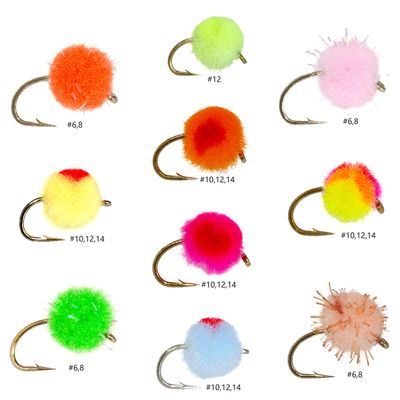 ROKC 24 Producing Egg Dry Fly Fishing Lure Assortment | Trout, Steelhead, Salmon Fly Fishing Flies
