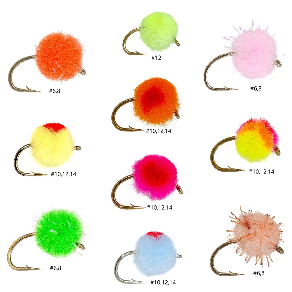ROKC 24 Producing Egg Dry Fly Fishing Lure Assortment | Trout, Steelhead, Salmon Fly Fishing Flies