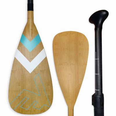 Adjustable Bamboo Paddleboard Paddle - VAMO Carbon Fiberglass Adjustable Paddle with ABS Edge for SUP, SUP Surf, or Paddleboarding (Bamboo Caribbean)