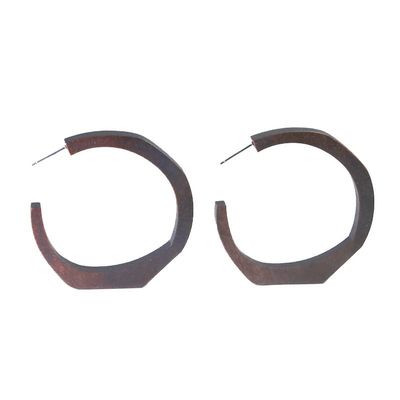 1.8 Inches Large Wooden Hoop Earrings Studs for Women, Lightweight Brown Boho Dangle Handmade Wood Earrings Studs Bohemia Summer Beach Gifts