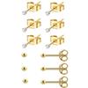 14K Gold Plated Tiny 2MM Ball & CZ Stud Earrings Set: Small Dot Ear Studs Multipack Surgical Steel Hypoallergenic | Mini Cubic Zirconia Post Earrings for Women Men, Pack of 6 Pairs view 1