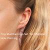 14K Gold Plated Tiny 2MM Ball & CZ Stud Earrings Set: Small Dot Ear Studs Multipack Surgical Steel Hypoallergenic | Mini Cubic Zirconia Post Earrings for Women Men, Pack of 6 Pairs view 3